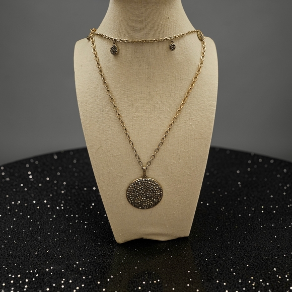 White House Black Market Black and Silver rhinestone necklace - Picture 2 of 5